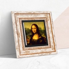 Vinci Mona Lisa Taş Duvar Tablosu - Çerçeveli Taş Tablo - Dekoratif Duvar Sanatı - Modern Ev ve Ofis Duvar Dekoru T1-19