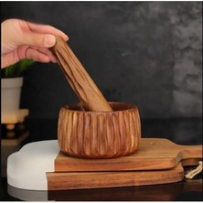 Bambu Ahşap Sarımsak Ezme Havanı Orta Boy Ahşap Gıda Teması Güvenli