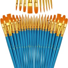 Set Sanatçı Fırcası Seti 10'lu Paket Naylon Fırca Resim Akrilik Ince Fırca Sulu Boya ve Yüz Boyama Kendin Yap El Sanatları Için Toplam 50 Fırca