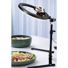 LED Işıklı Masaüstü 10 Inç 26 cm Kuaför Makyaj Işığı Tiktok Işığı 9 Farklı Yanma Modu