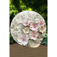 3D Çiçek Kelebek Desenli Mdf Duvar Süsü, DT158