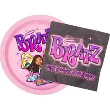 Buffalo Bratz Dolls 32 Parça Mor Kağıt Peçete ve Tabak Parti Paketi Yasmin Sasha Jade ve Cloe
