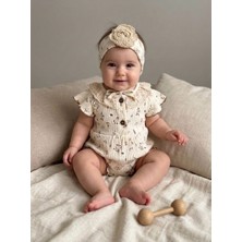 Caramell Çıtır Çiçek Desenli Dantel Yakalı Kız Bebek Romper Takım