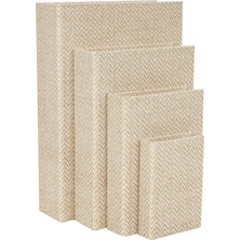 79 Kumaş Dekoratif Kutu Chevron Desenli Sahte Kitap Saklama Kitabı Şekilli Kutular Krem Vurgulu 4 Lü Dekoratif Hatıra Kutusu Seti 38 1 cm 30 4 cm 9 cm 15 2 cm Y Bej