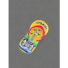 Mundy Izmir Polyester Kabartmalı Terlik Magnet. 4 cm x 8,5 cm Dekoratif Hediyelik Buzdolabı Süsü (KOD:1373)