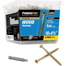 Pro 48616 Ahşap Vidalar 10 x 4-1 2 Inç Premium Dış Mekan Güverte Vidaları Paslanmaya Dayanıklı Epoksi Kaplı Bronz 5 Lb Küvet 237 Adet