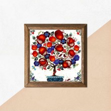 Ağacı Taş Duvar Tablosu Ahşap Çerçeveli Duvar Dekoru Art 25X25CM W1-108