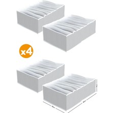 4 Adet - 8 Gözlü Çekmece Içi Akordiyon Organizer - Xlarge 30X39X14 cm