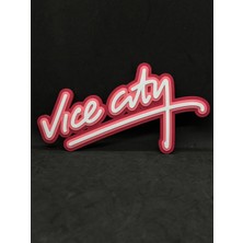 Goka 3D Craft Grand Theft Auto (Gta) Vice City Retro 3D Duvar Dekoru - 18 cm Slim Versiyon (Çift Taraflı Bantlı)