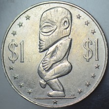 Banknoting Cook Adaları 1 Dolar 1972 Kraliçe Iı. Elizabeth 38,7 mm 27,2 Gr.