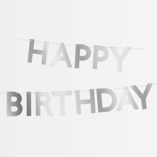 Gümüş Happy Birthday Asılan Süs
