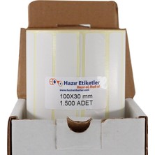 Al Hızlı Al Kuşe Etiket 100MM x 30MM Ruloda 1500 Adet 40MM Çapında Baskısız Barkod Yazıcı Etiketi