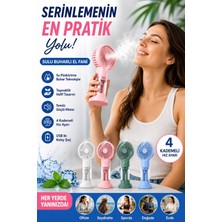 Nexova Teknoloji Sulu Buharlı El Fanı USB Şarjlı Taşınabilir Mini Vantilatör 4 Kademeli El Fanı