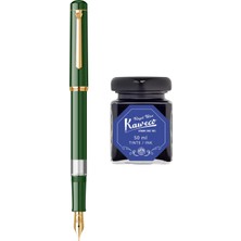 Wiz Design - Scrikss Pistonlu Nefti Dolma Kalem + Kaweco 50 ml Mavi Şişe Mürekkep