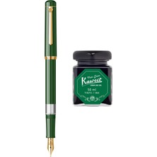 Wiz Design - Scrikss Pistonlu Nefti Dolma Kalem + Kaweco 50 ml Yeşil Şişe Mürekkep