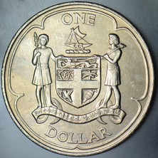 Banknoting Fiji 1 Dolar 1969 Kraliçe Iı. Elizabeth 38,6 mm 28,3 Gr. Çil(-)
