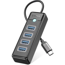 Grains Global Type-C To Usb-A 3.0 4 Portlu Ultra Slim USB Çoklayıcı Hub Siyah