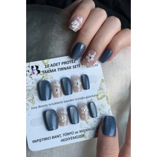 Easy Beauty Kedi Gözü Small Beden Kısa Küt 10 Adet Takma Tırnak Seti T048