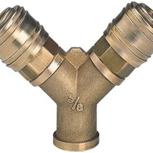 Grains Global Orijinal  Çift Girişli Basınçlı Hava Çıkış Borusu C. R3/8" (Kompresör Aksesuarı, 2'li Hava Dağıtıcı, 2x Hızlı Bağlantı, Pirinçten) - 4139680