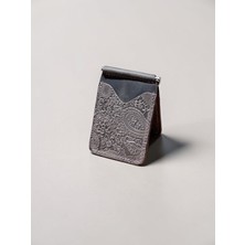 MAT DERİ Kartlık & Cüzdan Para Klipsli Vintage Hediyelik Cüzdan Şal Desen