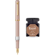 Wiz Design - Scrikss Pistonlu Pudra Dolma Kalem + Kaweco 50 ml Karamel Kahve Şişe Mürekkep