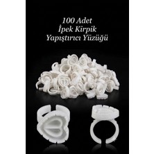 100 Adet Ipek Kirpik Demet Tutucu Yüzük Yapıştırıcı Kabı - Ipek Kirpik Volume Yapıştırıcı Yüzüğü Easy Beauty
