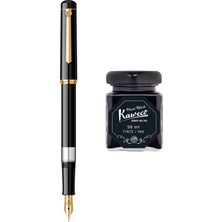 Wiz Design - Scrikss Pistonlu Siyah Dolma Kalem + Kaweco 50 ml Siyah Şişe Mürekkep
