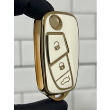 Keyron Fiat Fiorino Linea Punto  Nano Anahtar Kılıfı Beyaz-Gold