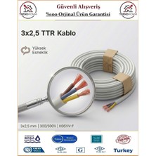 Trendhomm 3x2,5 TTR Elektrik Kablosu - Uzatma Ara Kablo - 2 Metre