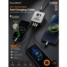 İkel Elektro Fulltech 240W Usb-C Şarj Kablosu ve Telefon Standı | Pd3.1 Süper Hızlı Şarj | Katlanabilir Stand