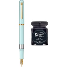 Wiz Design - Scrikss Pistonlu Mint Dolma Kalem + Kaweco 50 ml Siyah Şişe Mürekkep