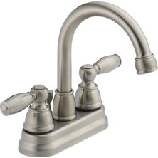 Grains Global Faucet Eşsiz Claymore Centerset Banyo Bataryası, Fırçalanmış Nikel Banyo Lavabo Bataryası, 2 Saplı Banyo Bataryası, Açılır Tahliye Montajı, Fırçalanmış Nikel P299685LF-BN