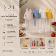 Soı Home Sevimli Figürlü Meybuz Dondurma Kalıpları – 4 Bölmeli Ev Yapımı Doğal Dondurma Yapıcı Seti