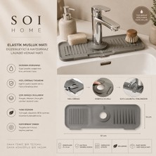 Soı Home Elastik Musluk Matı – Dolgulu Düzenleyici & Kaydırmaz Silikon Lavabo Kenar Matı (37X14 Cm)