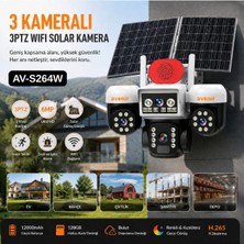 🔥 Avenir AV-S264W 3 Kameralı 3 Ptz Wifi Solar Güvenlik Kamerası | 6mp Ultra Hd | Renkli Gece Görüşü | Insan Takibi | Sesli Alarm | Uzaktan Izleme