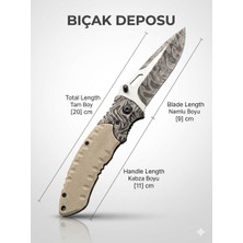 Bıçak Deposu Saltuk Damas Desenli Katlanır Kamp Av Çakısı ve Taktik Cep Bıçağı Abs Kabza