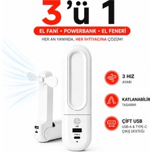 Raylax El Fanı Katlanabilir Powerbank Özellikli Fenerli Şarjlı Sogutucu El Fanı Vantilatör