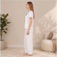 Kadın Alaçatı Model Gömlek Kısa Kollu Pijama Takımı