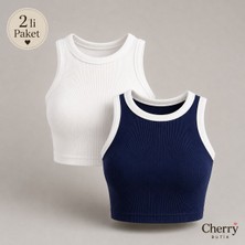 Cherry Butik Halter Yaka Crop Bluz
