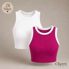 Cherry Butik Halter Yaka Crop Bluz