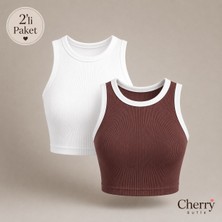 Cherry Butik Halter Yaka Crop Bluz