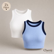 Cherry Butik Halter Yaka Crop Bluz