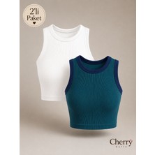 Cherry Butik Halter Yaka Crop Bluz
