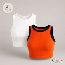 Cherry Butik Halter Yaka Crop Bluz