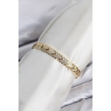 Callerrons Accessories cm Çavuş Model Zirkon Taşlı Vıp Seri Gold Renk Pirinç Kadın Bileklik - EBJ260701W44157