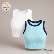 Cherry Butik Halter Yaka Crop Bluz