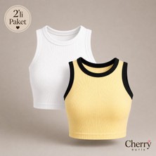 Cherry Butik Halter Yaka Crop Bluz