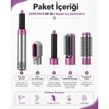 Renas Store Anti Statik Etkili 5 Başlıklı Saç Şekillendirici Sıcak Hava Fırçası ve Maşa Seti