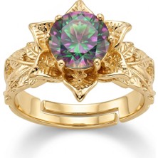 Wind Silver Safir Zirkon Taşlı Lotus Yüzük