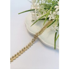 Halley Concept Vıp Gold Chevron Luxe Zirkon Taşlı 14K Altın Kaplama Çelik Bileklik